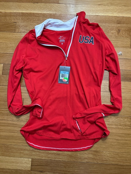 Nike Tops - Nike Red and White Dri-FIT USA Half-Zip Pullover NWT Size Medium